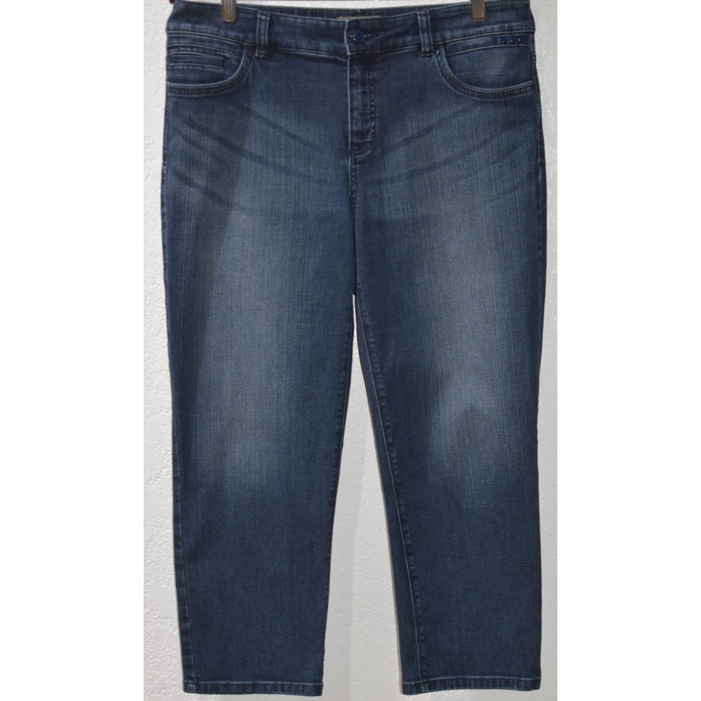 Chicos So Slimming Crop Sz 1.5 /8-10 Jeans Blue Cotton Blend Stretch 5-Pocket